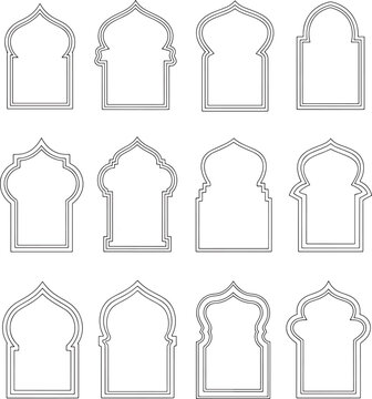 Islamic Certificate Templates Collection Vector Set - 12 Moorish Arch Frame Award Designs