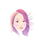 若い女性の顔アートイラスト