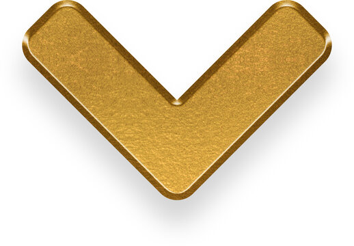 Gold textured single angle down arrow icon for drop down menu