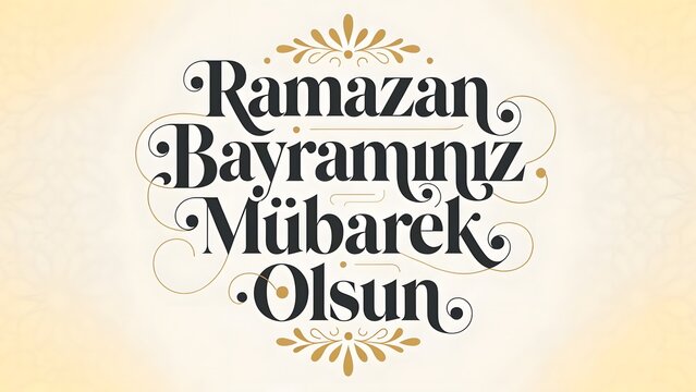 Elegant Ramazan Bayramınız M&uuml;barek Olsun Arabic Calligraphy Greeting - Islamic Holiday Celebration Typography