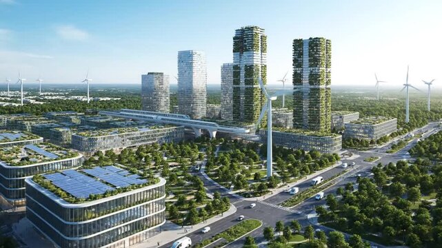 Sustainable city for Earth day, smart green urban living on Earth for a better day
