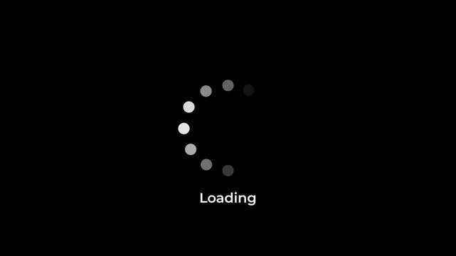 The black and white loading dot bar indicates animation,alpha channel.4k video