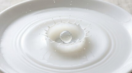 Milk splash in slow motion, macro shot, ripple effect, abstract, refreshing, liquid