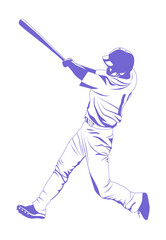 野球バットを振る選手イラスト