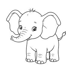 Obraz premium Baby elephant outline vector illustration for coloring