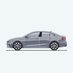 Fototapeta premium Modern grey sedan car design, pixel art style, isolated on white background