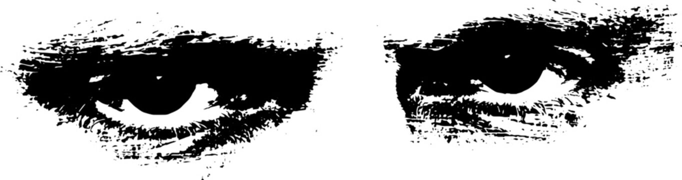 Mystical night runner eyes stencil in high contrast abstract art for unique design