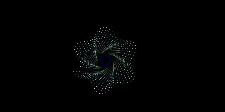 Futuristic animation of abstract design elements swirling in a dark environment