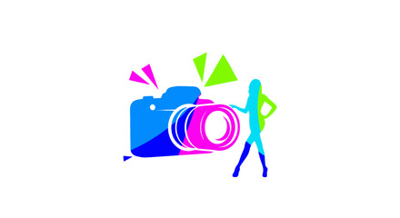 Fototapeta premium Colorful camera and photographer logo.