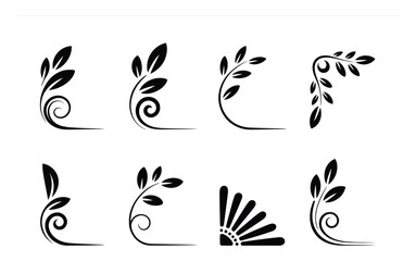 Obraz premium Floral Swirl Ornaments Vector Illustration Set