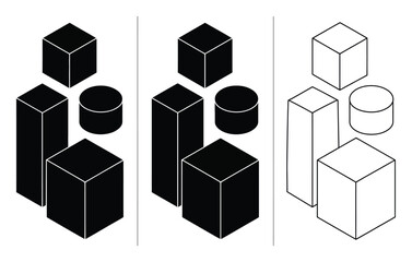 Obraz premium Geometric 3D Shapes Vector Illustration
