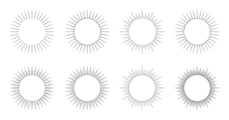 Sunburst Radial Pattern Vector Illustration Set