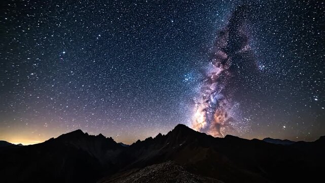The breathtaking Milky Way stretches across a dark night sky above majestic
