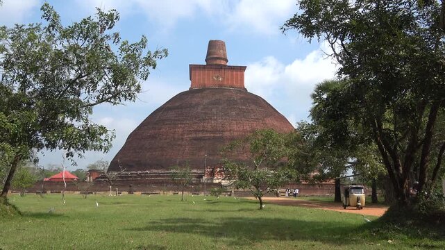 View on the ancient Jethawanaramaya Dagaba. Anuradhapura, Sri Lanka