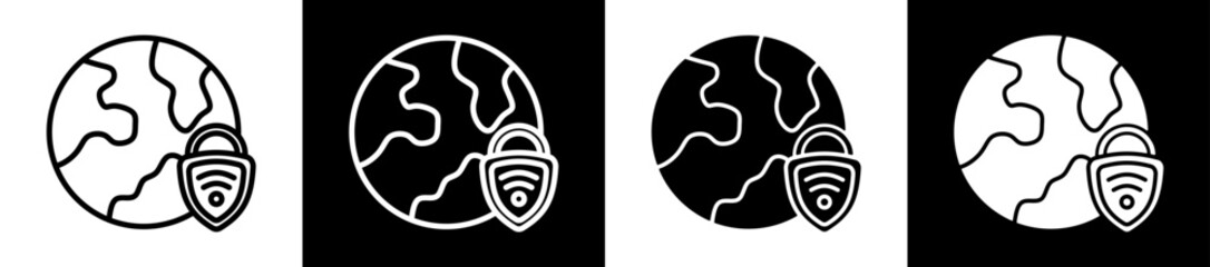 Protection Icon In Flat Version On Black And White Background