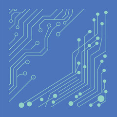 Fototapeta premium Minimal Electric Circuit Board Outline Vector PCB Line Art Illustration