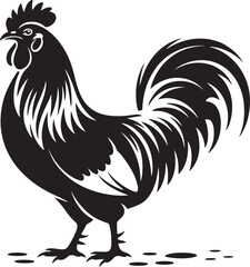 Minimalist rooster silhouette vector art for farm shop branding and poultry livestock symbols © lok0077