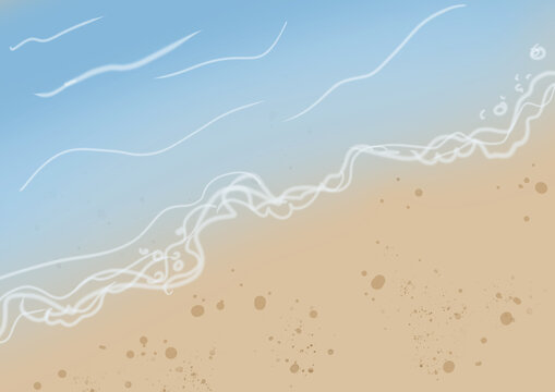 Sandy beach with gentle sea wave and digital detox message conceptual illustration representing mindfulness retreat freedom from online networks unplugged lifestyle and escape from connectivity