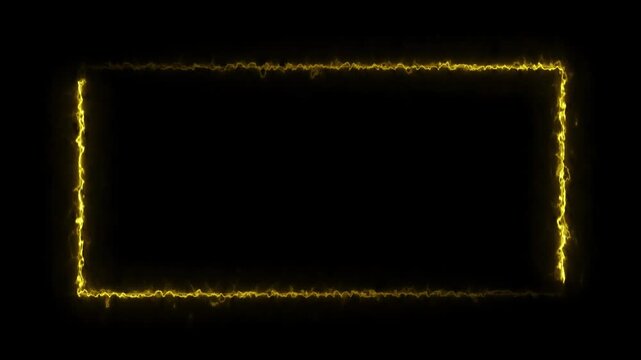 Fiery Golden Rectangle Frame Animated Fire Border for Videos, Motion Graphics, and Intros. Fire line glowing rectangle border 4k video