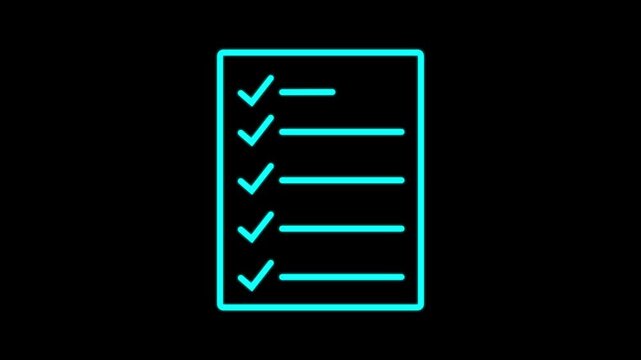check list animated outline icon. Checklist line icon animation. document marking, mark icon.