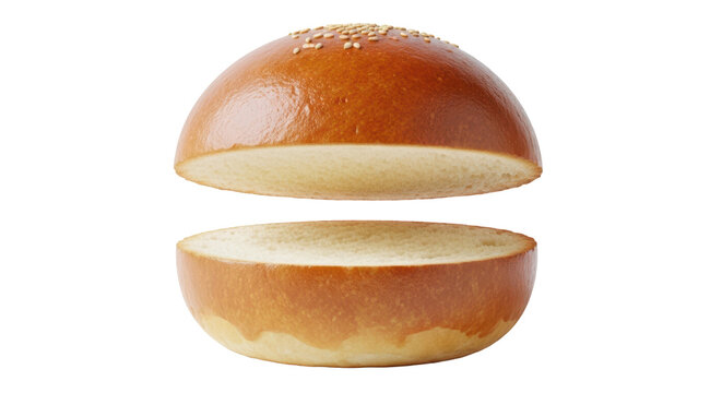 Soft brioche burger bun isolated for premium sandwich branding and professional culinary blog design elements ()