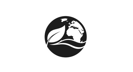 Obraz premium Black and white earth globe icon.