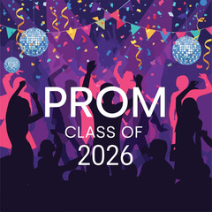 Silhouetted figures at a party with disco balls, confetti, and celebratory text © Noris