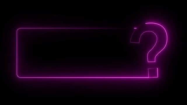 Abstract Neon Question Mark with Glowing Animation on Black Background.