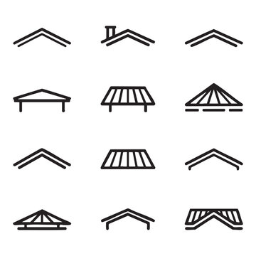 Roof Shape Icon Collection &ndash; House Top Outline Vector Art Set