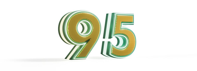 Golden 3D Number 85 with Neon Glow, Isolated on Transparent Background, High-Resolution Illustration