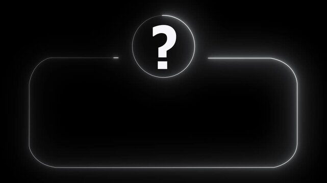 Abstract Neon Question Mark with Glowing Animation on Black Background.