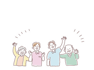 介護、福祉のイラスト（看護師、介護士、高齢者）