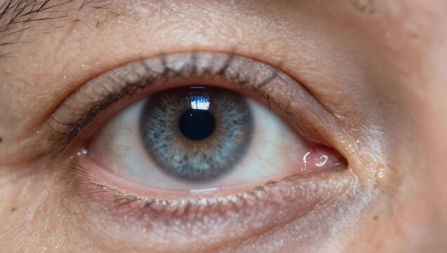 Close-Up of a Human Eye with Beautiful Blue Iris and Pupil