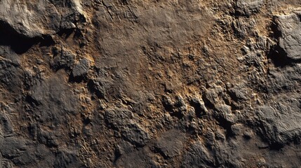 Detailed View of Rough Textured Surface Featuring Unique Soil Patterns and Earthy Tones, Highlighting Natural Elements of Ground Composition