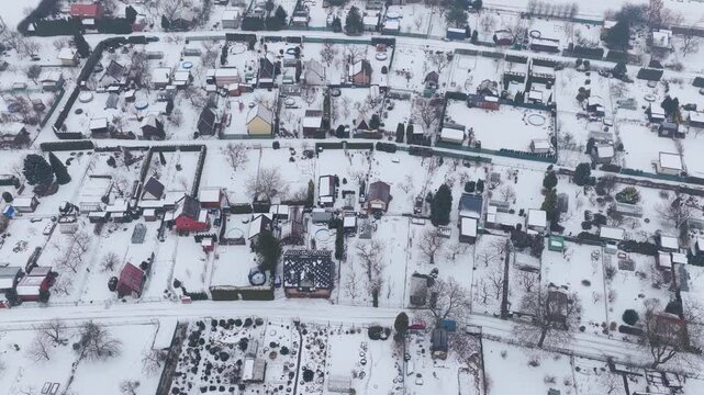 Winter aerial of Svitavy showing snow-covered homes and blocks.
Peaceful residential district captured from above.