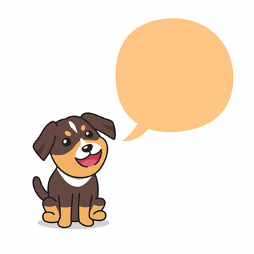 Vector cartoon character cute dog with speech bubble