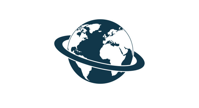 Globe with Ring Orbiting Earth.