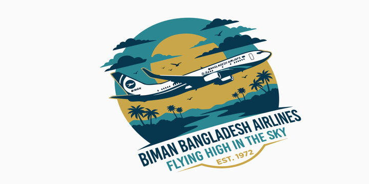 Biman Bangladesh Airlines logo featuring a plane over a tropical island