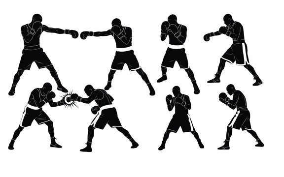 Boxing silhouette postures