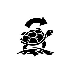 Obraz premium Black Turtle Silhouette Climbing on Rock with Upward Arrow
