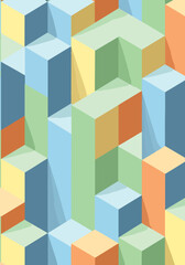 Obraz premium Colorful abstract isometric shapes forming a repeating geometric pattern for background design