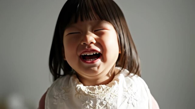 Laughing child with bib