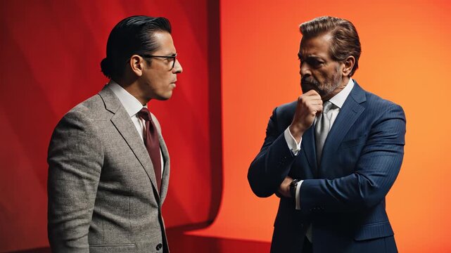 Two men in suits conversing