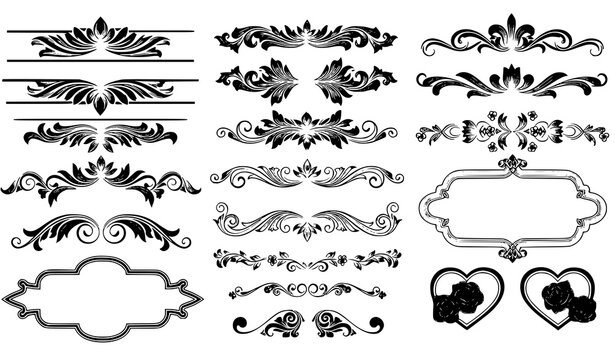 Elegant blue floral divider vector set for text and web page decoration