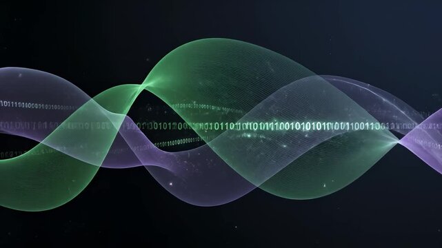 Colorful wave patterns with binary code