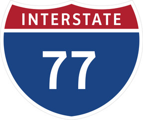 Obraz premium I-77, Interstate 77 Highway System Design Sign Clipart Icon Transparent Background