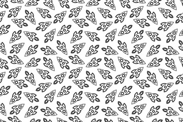 Fototapeta premium Rocket doodle seamless pattern background. 