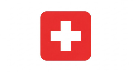 Obraz premium Red medical cross symbol on white background for healthcare and emergency services