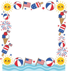 Obraz premium Patriotic Summer Holiday Frame Illustration Design