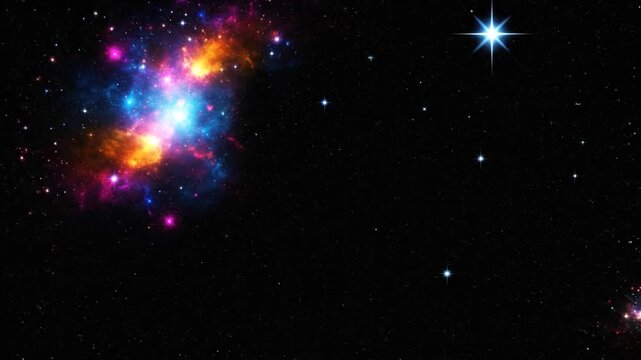 Vivid Colorful Nebula in Deep Space with Bright Stars and Cosmic Clouds for Astronomy and Space Exploration Themes